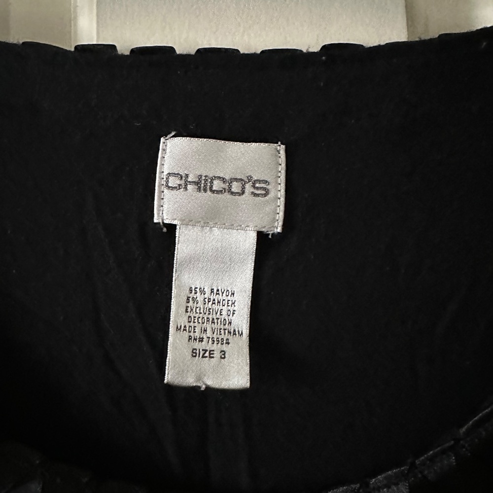 Chico's - Top with Decorated Neckline - Black - Size XL (Chico's 3) - Picture 4 of 5